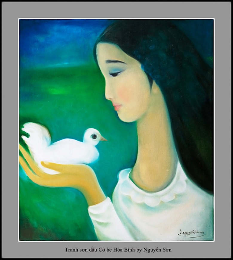Cô bé hòa bình. Tranh sơn dầu 70x80cm by Nguyễn Sơn